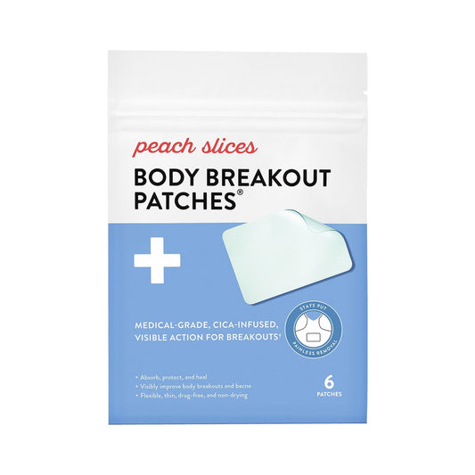 Peach Slices - Body Breakout Patches (6 Stück) - Über Nacht Körperpflaster gegen Pickel - Hypoallergen - Flexibel & Schmerzfrei - Cica & Hydrokolloid - Vegan & Tierversuchsfrei - Koreanische Hautpflege