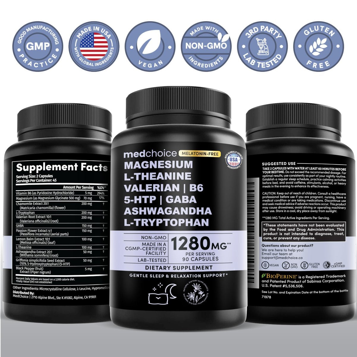 12-in-1 Schlafunterstützung Kapseln - Melatoninfrei & nicht abhängig machend mit Magnesium, Ashwagandha, L-Tryptophan, Baldrianwurzel, GABA und 5-HTP (90 Kapseln)