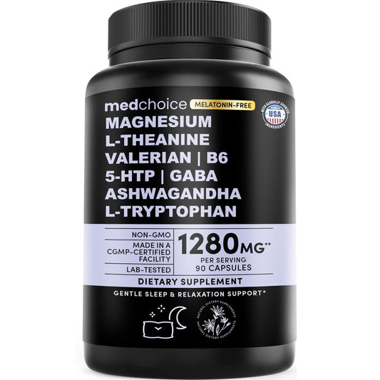 12-in-1 Schlafunterstützung Kapseln - Melatoninfrei & nicht abhängig machend mit Magnesium, Ashwagandha, L-Tryptophan, Baldrianwurzel, GABA und 5-HTP (90 Kapseln)