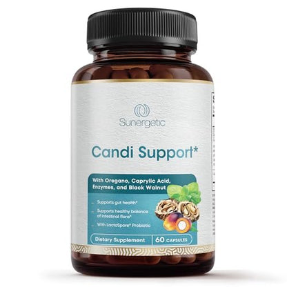 Premium Candida Cleanse Supplement – Candida Support mit Oregano, Caprylsäure, Schwarznuss & Probiotika – Unterstützt Darmgesundheit, Verdauung & Darmflora - 60 Kapseln