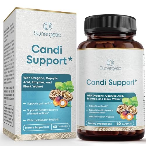 Premium Candida Cleanse Supplement – Candida Support mit Oregano, Caprylsäure, Schwarznuss & Probiotika – Unterstützt Darmgesundheit, Verdauung & Darmflora - 60 Kapseln
