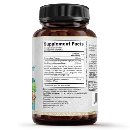 Premium Candida Cleanse Supplement – Candida Support mit Oregano, Caprylsäure, Schwarznuss & Probiotika – Unterstützt Darmgesundheit, Verdauung & Darmflora - 60 Kapseln