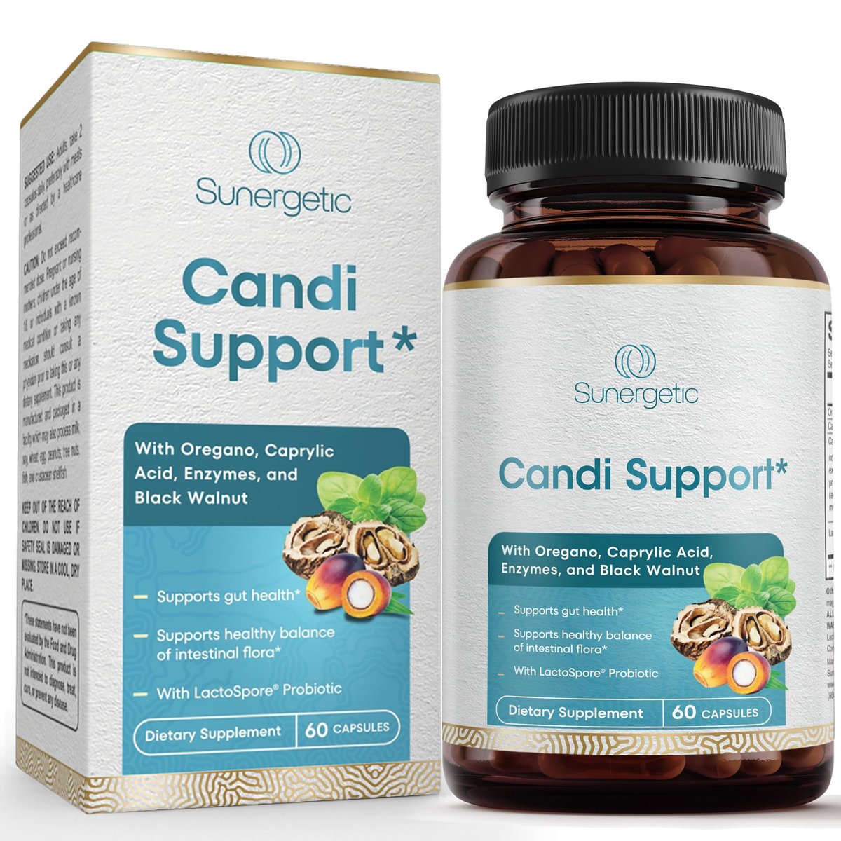 Premium Candida Cleanse Supplement – Candida Support mit Oregano, Caprylsäure, Schwarznuss & Probiotika – Unterstützt Darmgesundheit, Verdauung & Darmflora - 60 Kapseln