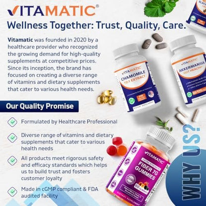 Vitamatic Kamille 250 mg Kapseln – Konzentriertes pflanzliches Nahrungsergänzungsmittel – Vegetarisch, Nicht-GVO, Glutenfrei – 240 Stück