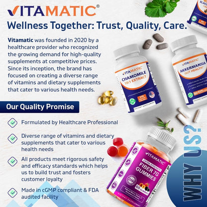 Vitamatic Kamille 250 mg Kapseln – Konzentriertes pflanzliches Nahrungsergänzungsmittel – Vegetarisch, Nicht-GVO, Glutenfrei – 240 Stück