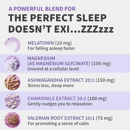 12-in-1 Melatonin Schlaf Extra Stark Kapseln - 10 mg Melatonin mit Magnesium, Ashwagandha, GABA, Kamillenextrakt, L-Theanin & Baldrianwurzel 10:1 Extrakt, 90 Stück