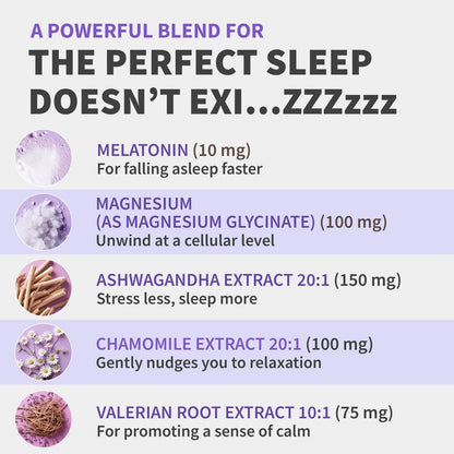 12-in-1 Melatonin Schlaf Extra Stark Kapseln - 10 mg Melatonin mit Magnesium, Ashwagandha, GABA, Kamillenextrakt, L-Theanin & Baldrianwurzel 10:1 Extrakt, 90 Stück