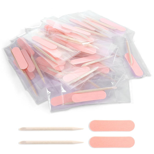 40er Pack Mini Nagelfeilen Einweg Maniküre-Set mit Holz-Hautpflegestäbchen – Nagelvorbereitungskit für Press-on-Nägel, Pediküre-Reiniger-Werkzeuge für Zuhause