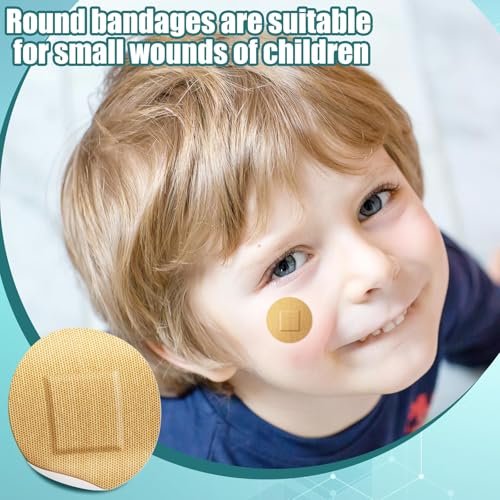 Funtery 100 Adhesive Spot Bandage 4 Größen Runde Flexible Stoff Pflaster Tan Nicht Latex Wundversorgung und versteckt Hautflecken Ideal für kleine Einschnitte