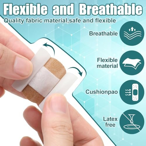 Funtery 100 Adhesive Spot Bandage 4 Größen Runde Flexible Stoff Pflaster Tan Nicht Latex Wundversorgung und versteckt Hautflecken Ideal für kleine Einschnitte
