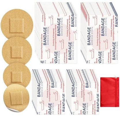 Funtery 100 Adhesive Spot Bandage 4 Größen Runde Flexible Stoff Pflaster Tan Nicht Latex Wundversorgung und versteckt Hautflecken Ideal für kleine Einschnitte