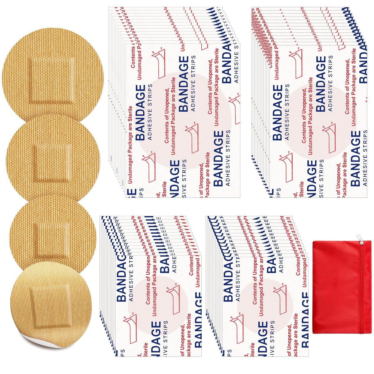 Funtery 100 Adhesive Spot Bandage 4 Größen Runde Flexible Stoff Pflaster Tan Nicht Latex Wundversorgung und versteckt Hautflecken Ideal für kleine Einschnitte