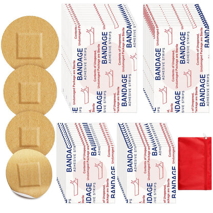 Funtery 100 Adhesive Spot Bandage 4 Größen Runde Flexible Stoff Pflaster Tan Nicht Latex Wundversorgung und versteckt Hautflecken Ideal für kleine Einschnitte