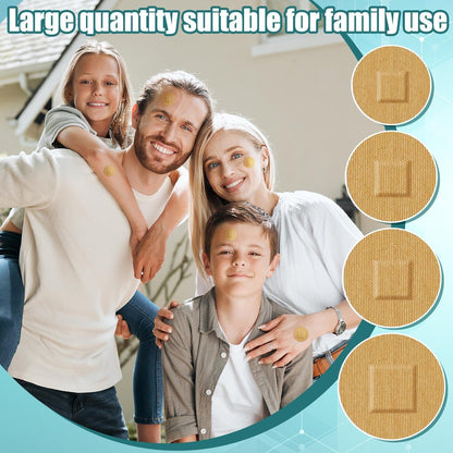 Funtery 100 Adhesive Spot Bandage 4 Größen Runde Flexible Stoff Pflaster Tan Nicht Latex Wundversorgung und versteckt Hautflecken Ideal für kleine Einschnitte