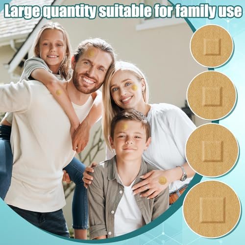 Funtery 100 Adhesive Spot Bandage 4 Größen Runde Flexible Stoff Pflaster Tan Nicht Latex Wundversorgung und versteckt Hautflecken Ideal für kleine Einschnitte