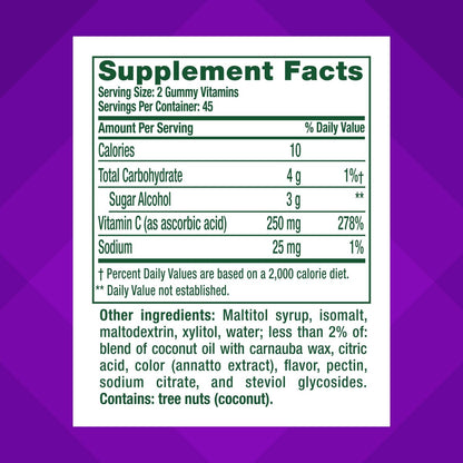 Vitafusion Zuckerfreie Power C Vitamin C Gummis – Tägliche Erwachsenen-Vitamine für Immunsystem-Unterstützung, Orangen-Geschmack, 90 Stück