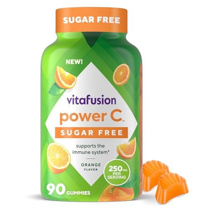 Vitafusion Zuckerfreie Power C Vitamin C Gummis – Tägliche Erwachsenen-Vitamine für Immunsystem-Unterstützung, Orangen-Geschmack, 90 Stück