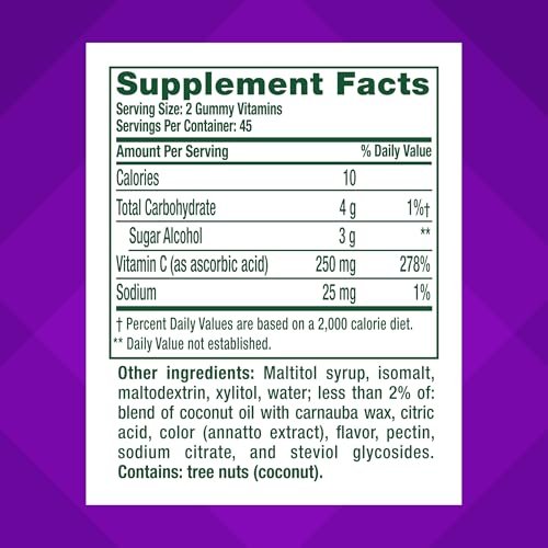 Vitafusion Zuckerfreie Power C Vitamin C Gummis – Tägliche Erwachsenen-Vitamine für Immunsystem-Unterstützung, Orangen-Geschmack, 90 Stück