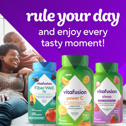 Vitafusion Zuckerfreie Power C Vitamin C Gummis – Tägliche Erwachsenen-Vitamine für Immunsystem-Unterstützung, Orangen-Geschmack, 90 Stück