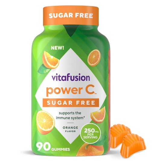 Vitafusion Zuckerfreie Power C Vitamin C Gummis – Tägliche Erwachsenen-Vitamine für Immunsystem-Unterstützung, Orangen-Geschmack, 90 Stück