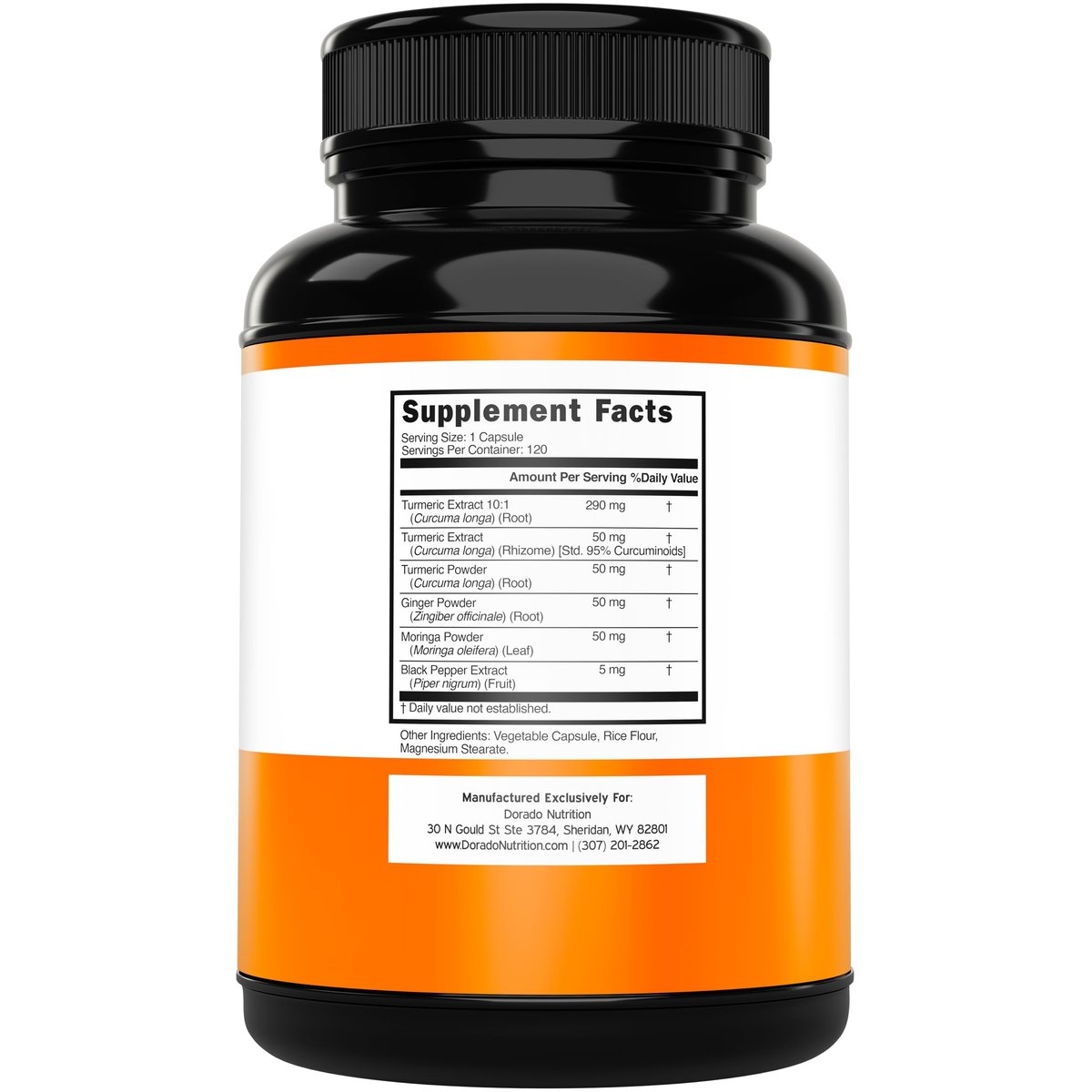 Turmeric Curcumin Komplex mit Schwarzem Pfeffer, Ingwer, Moringa – 95% Curcuminoide, Laborgeprüft, Non-GMO, Glutenfrei – Hergestellt in den USA – 120 Kapseln