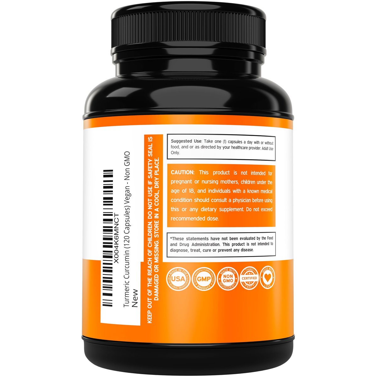 Turmeric Curcumin Komplex mit Schwarzem Pfeffer, Ingwer, Moringa – 95% Curcuminoide, Laborgeprüft, Non-GMO, Glutenfrei – Hergestellt in den USA – 120 Kapseln