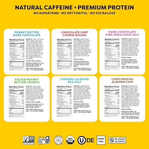 Quantum Energy Squares Energieriegel mit Koffein & 10g Protein – Vegan, glutenfrei, sojafrei, milchfrei – 12er-Pack