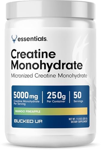 Bucked Up Mango Ananas Creatin für Frauen und Männer – Leicht zu mischen, vegetarisch, aromatisiertes Creatin-Monohydrat-Pulver – Hergestellt in den USA – 5 g pro Portion – 50 Portionen – 250 Gramm pro Behälter