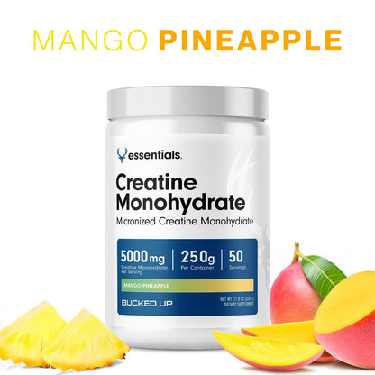 Bucked Up Mango Ananas Creatin für Frauen und Männer – Leicht zu mischen, vegetarisch, aromatisiertes Creatin-Monohydrat-Pulver – Hergestellt in den USA – 5 g pro Portion – 50 Portionen – 250 Gramm pro Behälter