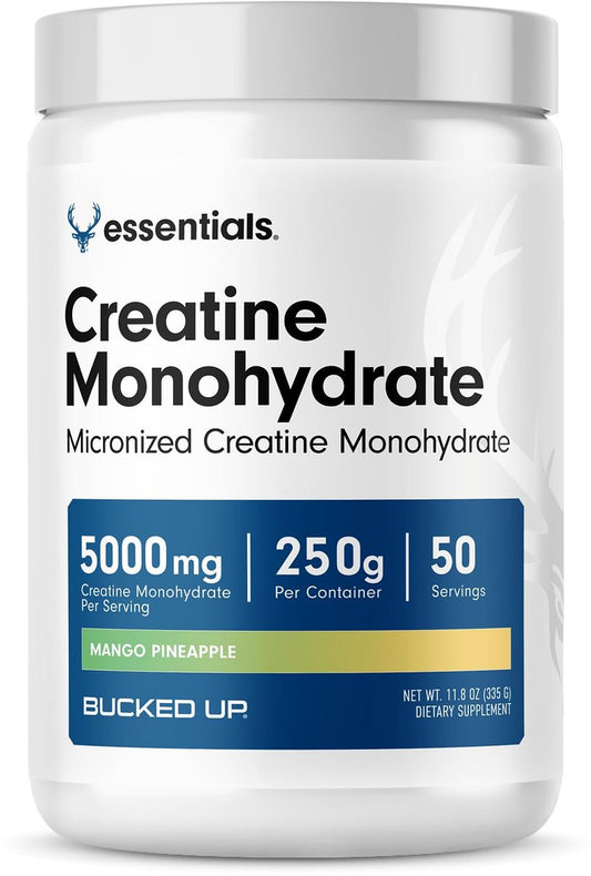Bucked Up Mango Ananas Creatin für Frauen und Männer – Leicht zu mischen, vegetarisch, aromatisiertes Creatin-Monohydrat-Pulver – Hergestellt in den USA – 5 g pro Portion – 50 Portionen – 250 Gramm pro Behälter