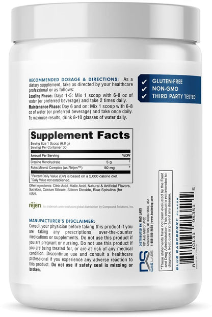 Bucked Up Blue Raspberry Creatin für Männer und Frauen – Leicht zu mischen, vegetarisch, aromatisiertes Creatin-Monohydrat-Pulver – Hergestellt in den USA – 5 g pro Portion – 50 Portionen – 250 Gramm pro Behälter