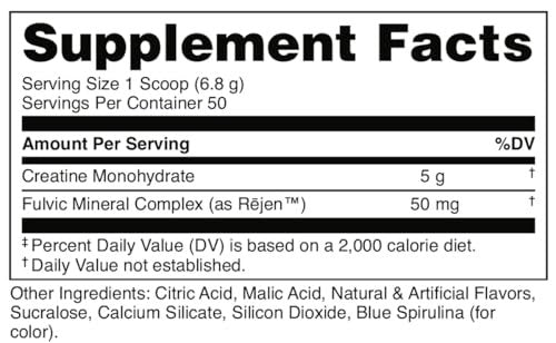 Bucked Up Blue Raspberry Creatin für Männer und Frauen – Leicht zu mischen, vegetarisch, aromatisiertes Creatin-Monohydrat-Pulver – Hergestellt in den USA – 5 g pro Portion – 50 Portionen – 250 Gramm pro Behälter