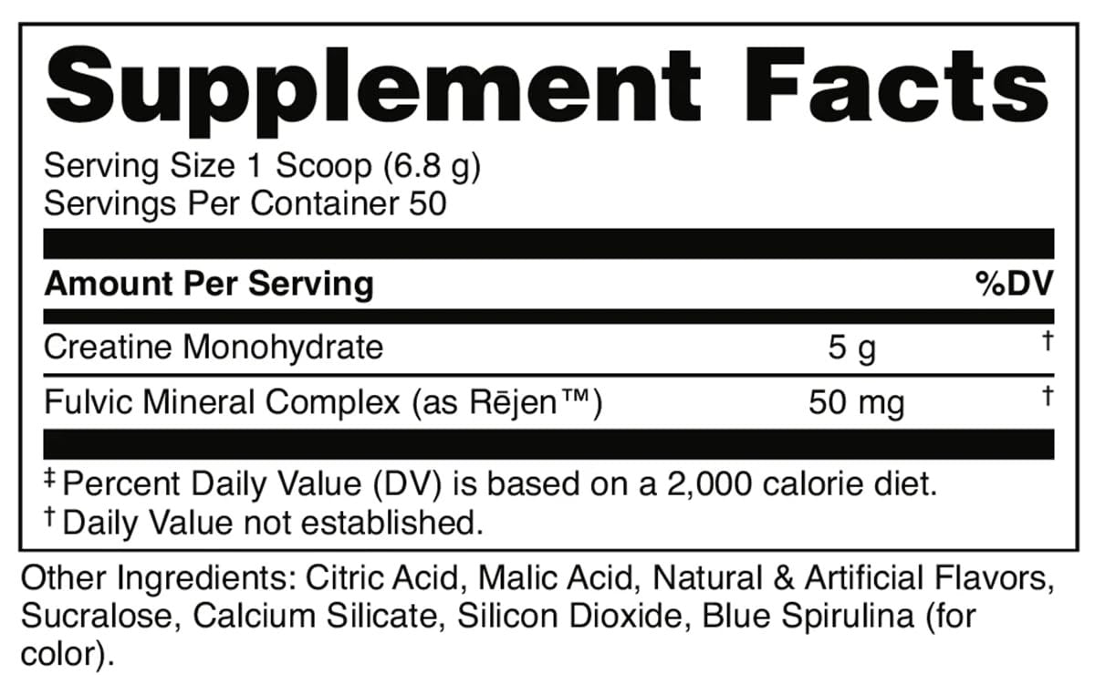 Bucked Up Blue Raspberry Creatin für Männer und Frauen – Leicht zu mischen, vegetarisch, aromatisiertes Creatin-Monohydrat-Pulver – Hergestellt in den USA – 5 g pro Portion – 50 Portionen – 250 Gramm pro Behälter