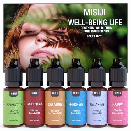MISIJI Ätherische Öle Set – 6x10ml Duftmischungen für Diffuser, Aromatherapie, Wohlbefinden & Entspannung