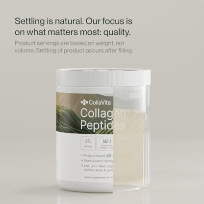 Colla Vita Kollagenpeptide Pulver – Weidehaltung, hydrolysiertes Kollagen Typ I & III für Haare, Nägel, Haut und Gelenke, geschmacksneutral, 30 Portionen (283 g)