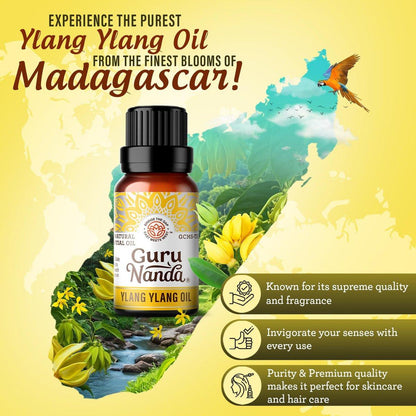 GuruNanda Ylang Ylang Ätherisches Öl (10 ml) - 100% rein, natürlich und unverdünnt für Aromatherapie, Massagen & DIY-Rezepte