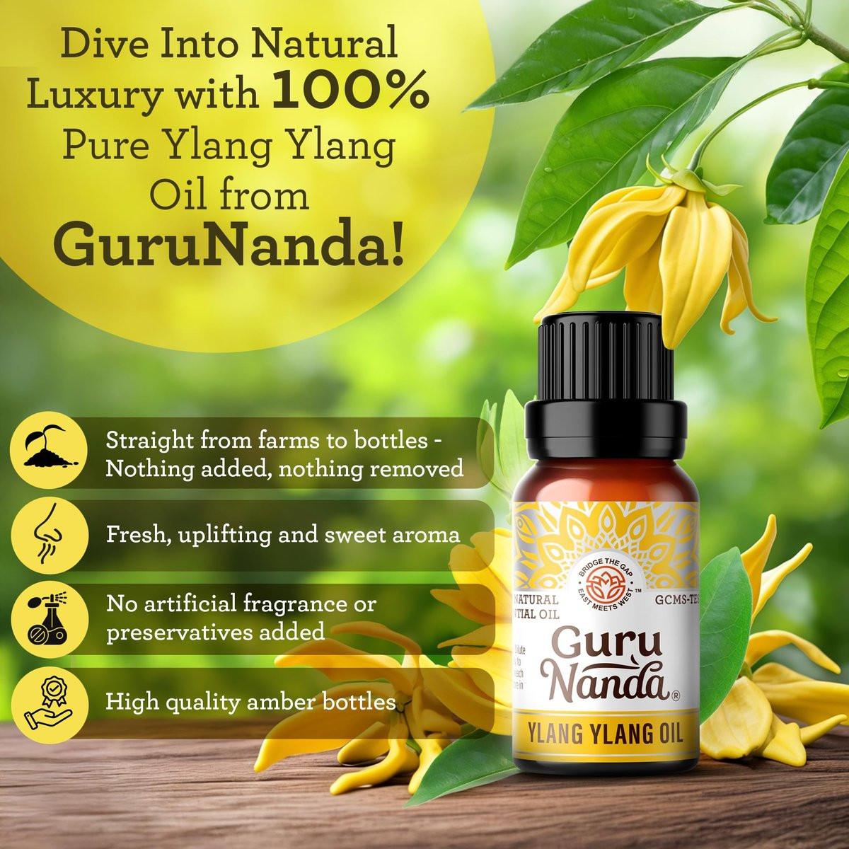 GuruNanda Ylang Ylang Ätherisches Öl (10 ml) - 100% rein, natürlich und unverdünnt für Aromatherapie, Massagen & DIY-Rezepte