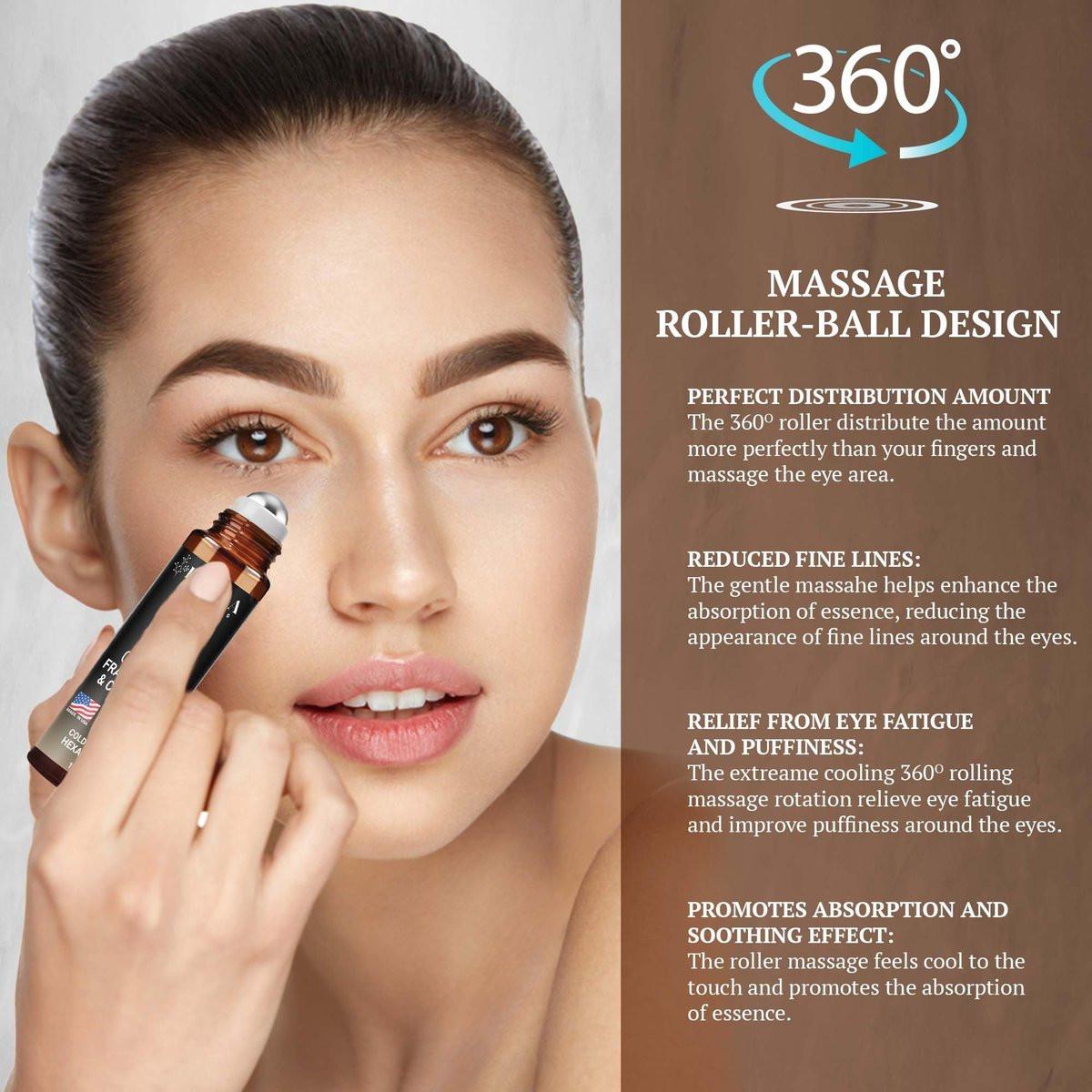 Bio Rizinusöl und Weihrauch Roll-On – 100% reines, hexanfreies Augenöl für die Augenpartie, reduziert Falten, dunkle Augenringe & Schwellungen, Weihrauch ätherisches Öl für das Gesicht – Fiora Naturals