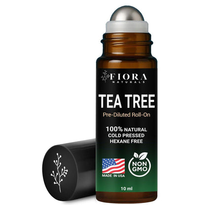 Fiora Naturals Teebaumöl Roll-On – 100% natürliches ätherisches Teebaumöl für Haut, Gesicht, Akne, Nägel, Nagelhaut, Kopfhaut & Aromatherapie-Wohlbefinden