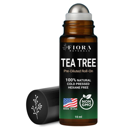 Fiora Naturals Teebaumöl Roll-On – 100% natürliches ätherisches Teebaumöl für Haut, Gesicht, Akne, Nägel, Nagelhaut, Kopfhaut & Aromatherapie-Wohlbefinden