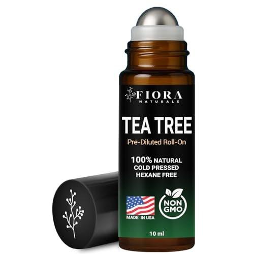 Fiora Naturals Teebaumöl Roll-On – 100% natürliches ätherisches Teebaumöl für Haut, Gesicht, Akne, Nägel, Nagelhaut, Kopfhaut & Aromatherapie-Wohlbefinden