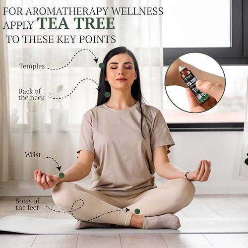 Fiora Naturals Teebaumöl Roll-On – 100% natürliches ätherisches Teebaumöl für Haut, Gesicht, Akne, Nägel, Nagelhaut, Kopfhaut & Aromatherapie-Wohlbefinden