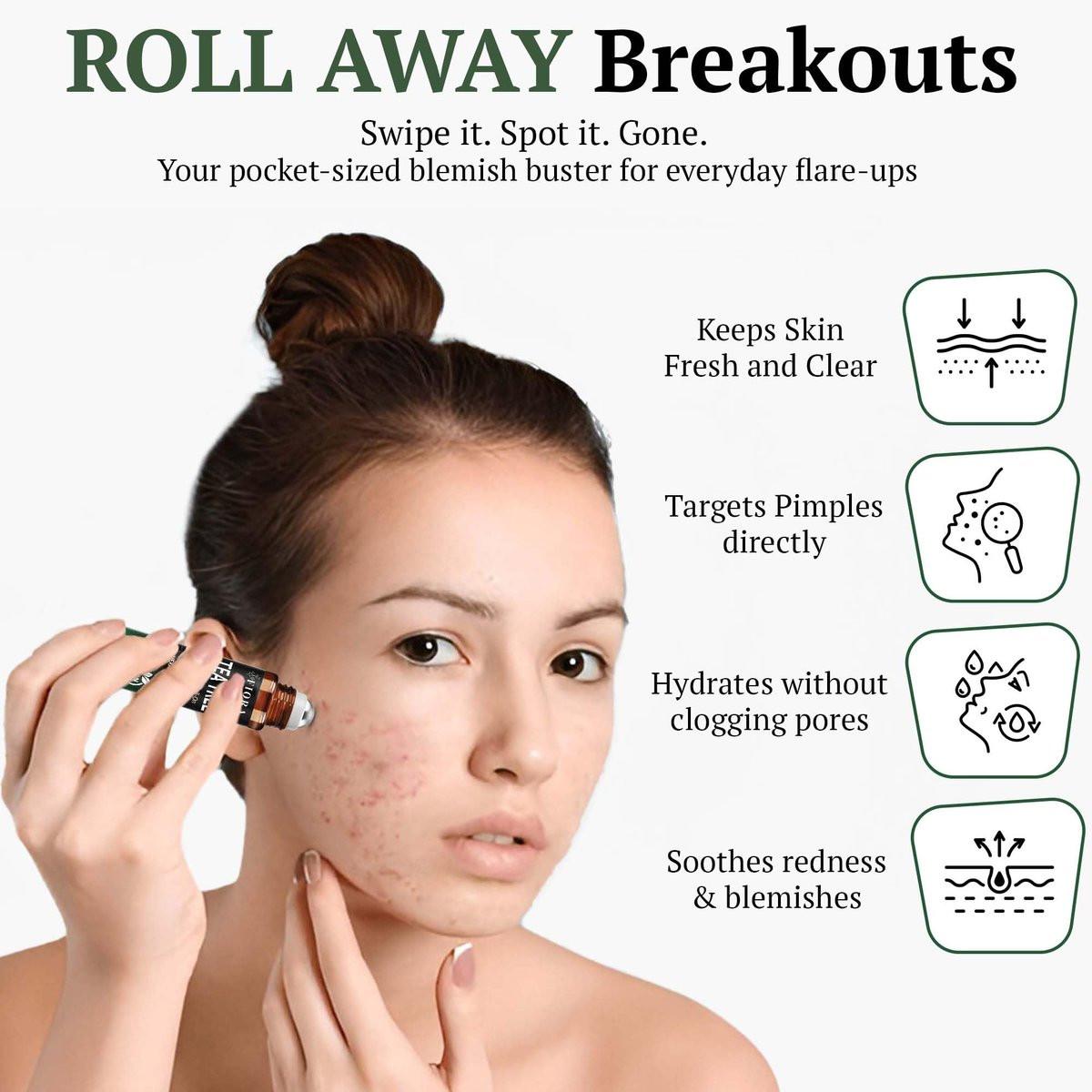Fiora Naturals Teebaumöl Roll-On – 100% natürliches ätherisches Teebaumöl für Haut, Gesicht, Akne, Nägel, Nagelhaut, Kopfhaut & Aromatherapie-Wohlbefinden