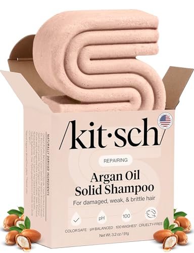 Kitsch Arganöl Shampoo Bar für Haarwachstum – Reparierendes Haarshampoo für Frauen & Männer – Stärkende & Feuchtigkeitsspendende Haarpflege – Paraben-, Phthalat-, Silikon- & Sulfatfrei – Hergestellt in den USA, 90 g