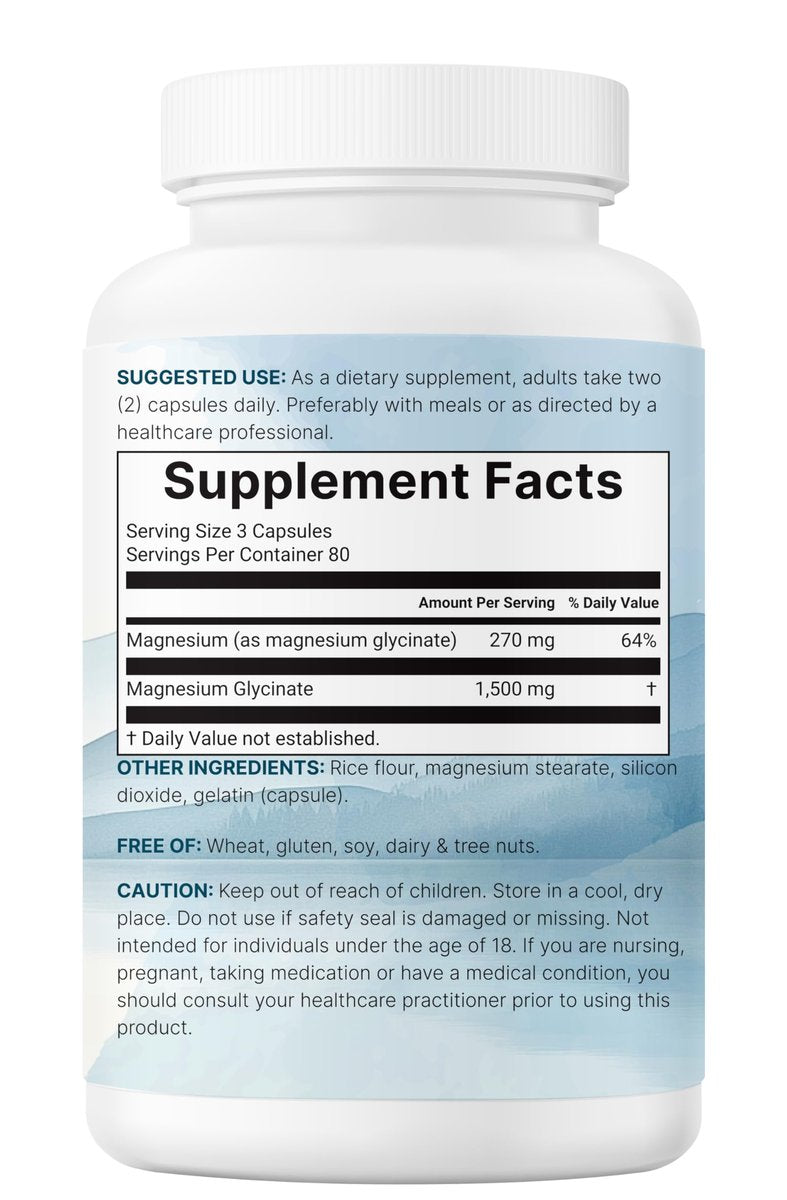 Triple Strength Magnesium Glycinat 1.500 mg pro Portion, 240 Kapseln | 500 mg pro Kapsel | Leicht absorbierbares cheliertes Magnesium + elementare Form | Unterstützt gesunde Muskeln, Knochen & Stimmung | Nicht-GMO