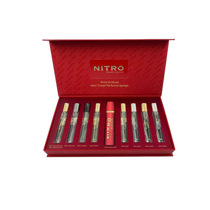 Dumont Nitro Pour Homme Parfüm Entdeckungsset für Herren Mini Reisesprays 8 x 0,34 Fl Oz