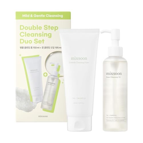 mixsoon Double Cleansing Set – 2-Schritt Routine mit Cica Foam & Bean Cleansing Oil für sanfte Tiefenreinigung und Feuchtigkeitspflege (150 ml + 195 ml) Korean Glass Skin