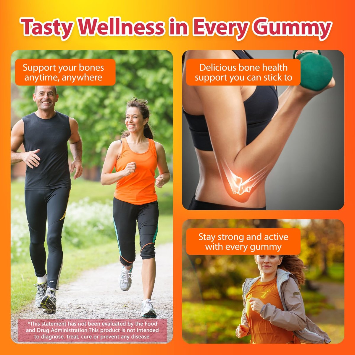 Biobor Vitamin D3 K2 Gummies mit Calcium, 2000 IE D3 & 200 µg K2 (MK-7) & 200 mg Calcium, ohne Zuckerzusatz, unterstützt gesunde Knochen & Immunsystem, glutenfrei, GMO-frei, gelber Pfirsich, 60 Stück