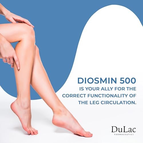 Dulac Diosmin 500 – Mikronisiertes Diosmin-Hesperidin Nahrungsergänzungsmittel mit 1000 mg pro Portion, Rosskastanienextrakt, Mäusedorn & Rotem Traubenextrakt – Unterstützung der Beinvenen, 40 Tabletten, Hergestellt in Italien