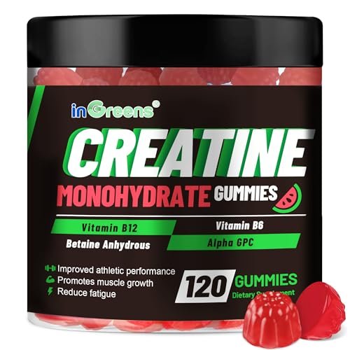 inGreens Creatine Monohydrate Gummis 6g für Männer & Frauen – Zuckerfreie Kreatin-Kaulösungen mit Betain, Alpha GPC, Vitamin B6 & B12, natürlicher Beerengeschmack, glutenfrei, 120 Stück